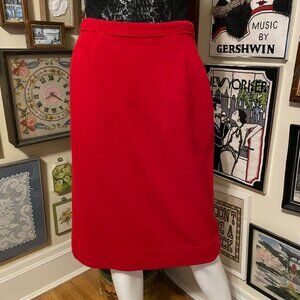 60s Vintage Jantzen Womens Red Wool Blend Knit Pencil Skirt Size 10 Made In USA